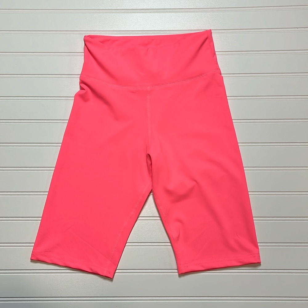 Neon Coral Compression Athletic Biker Shorts by White Birch